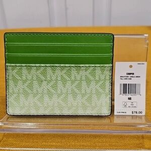 Michael Kors Jet Set Cooper Card Case Holder Wallet MK Ombre Jungle Green NWT
